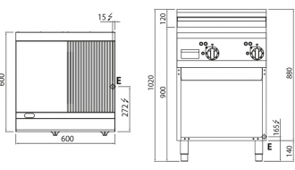 Electric frying plate - smooth grooved (8 kW)