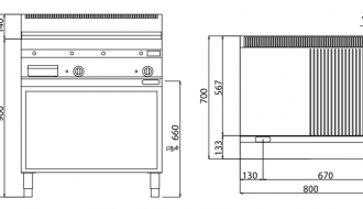 Electric griddle - grooved (9.6 kW)