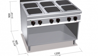 Electric cooker with 6 square plates (21 kW)