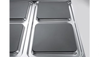 Electric stove with 6 angular plates (21 kW) + electric oven - static (7.5 kW)