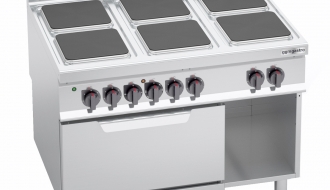 Electric stove with 6 angular plates (21 kW) + electric oven - static (7.5 kW)