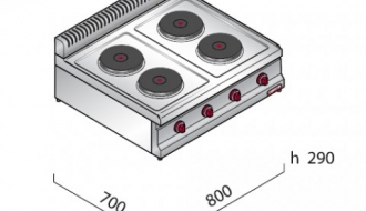 Electric stove 4x plates round (10.4 kW) - 230V