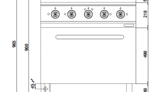 Electric stove with 4 angular plates (14 kW) + electric oven - static (7.5 kW)