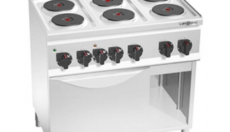 Electric cooker 6xplates round (12 kW) + Electric convection oven (3 kW)
