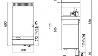 Gas frying plate - Smooth Hardchrome (4 kW)