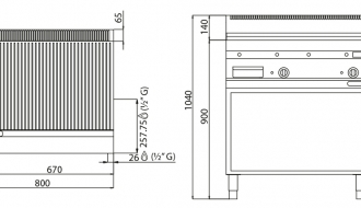 Gas frying plate - grooved (13,8 kW)