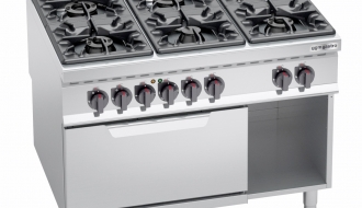 Gas stove with 6 burners (53,5 kW) + Electric oven - static (7,5 kW)