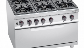 Gas stove 6xburner (53,5 kW) + Gas oven (12 kW)