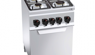 Gas stove 4xburner (12,4 kW) + Electric convection oven (3 kW)