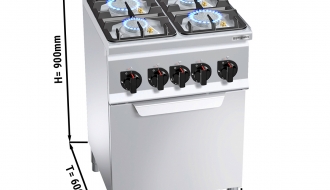 Gas stove 4xburner (19 kW) + Electric convection oven (3 kW)