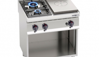 Simmer plate + gas stove with 2 burners (17.5 kW)