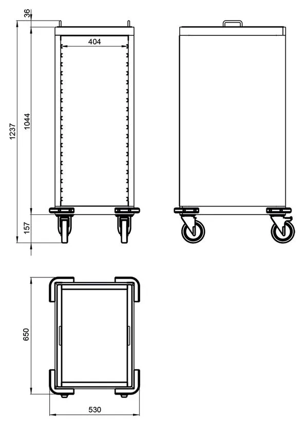 Tray trolley - for 18 trays EN 60 x 40 cm