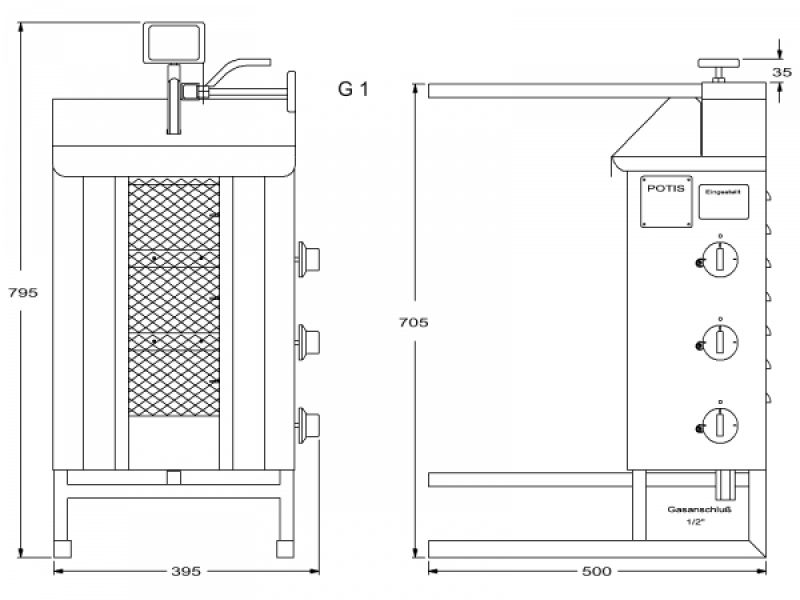 Kebab grill 15kg G1